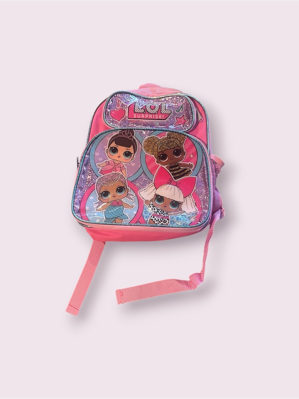 L.O.L. Surprise! Pink Metallic Glitter Four Character Kids Backpack